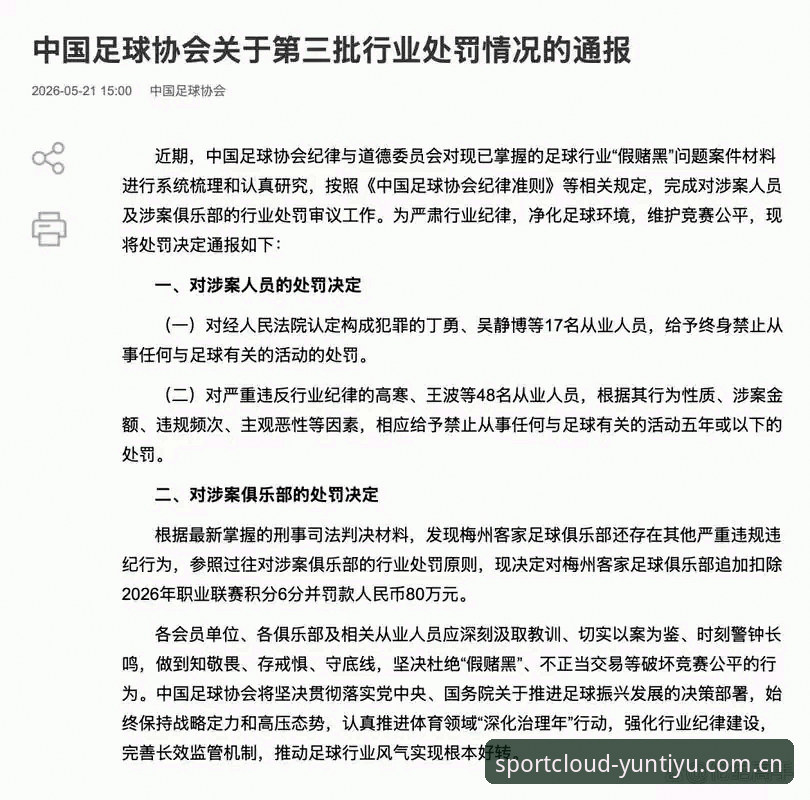 中国足协第三批禁足名单详解：云体育平台带你了解事件全貌